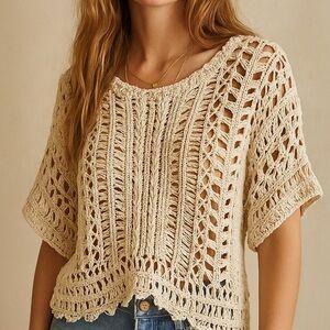 MOTH loose yarn knit cream blouse
